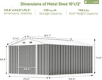 Patiowell 10 x 12 FT Metal Storage Shed for Outdoor, Steel Yard Shed with Design of Lockable Doors, Utility and Tool Storage for Garden, Backyard, Patio, Outside use, Gray - Image 4