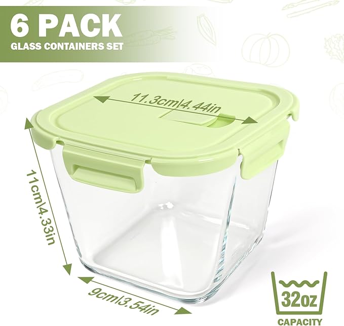 Glass Soup Containers with Lids 32 oz, 4 Cup Glass Storage Containers, Tall - Image 2