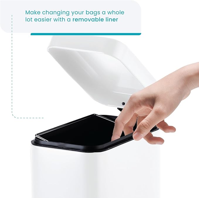 Home Zone Living 3-Pack 1.3 Gallon Small White Bathroom Trash Can - Image 5
