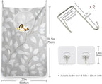 Grey Simple Leaves Hanging Laundry Hamper Door Hampers Bag Basket - Image 3