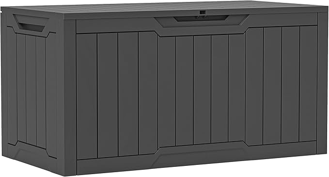 YITAHOME 100 Gallon Resin Deck Box, Weather Resistant Outdoor Storage Box, Lockable Indoor Outdoor Storage for Supplies and Essentials, Dark Gray by YITAHOME