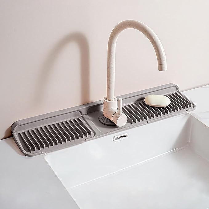Longer Silicone Faucet Mat for Kitchen Sink – Button Style Faucet Drip Catcher by Unknown