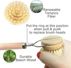 Dish Brush with Wooden Handle, Natural Kitchen Brush - Image 6