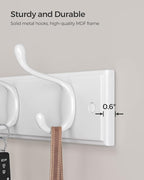 SONGMICS Wall-Mounted Coat Rack, Hook Rack, 4 Dual Metal Hooks, - Image 3