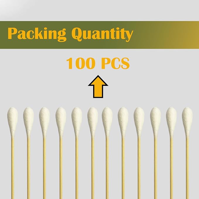 6 Inch Long Large Size Cotton Swabs 100PCS, Bamboo Sticks & Highly Absorbent - Image 5