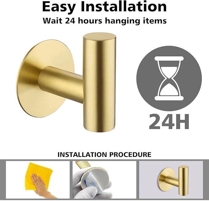 Adhesive Hooks Towel Hooks for Bathroom, Stainless Steel Waterproof Shower Hook - Image 6