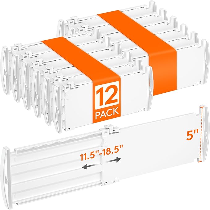 Lifewit 5" Tall 12 Pack Drawer Dividers, 30-47cm/11.5-18.5" Expandable Drawer by Lifewit