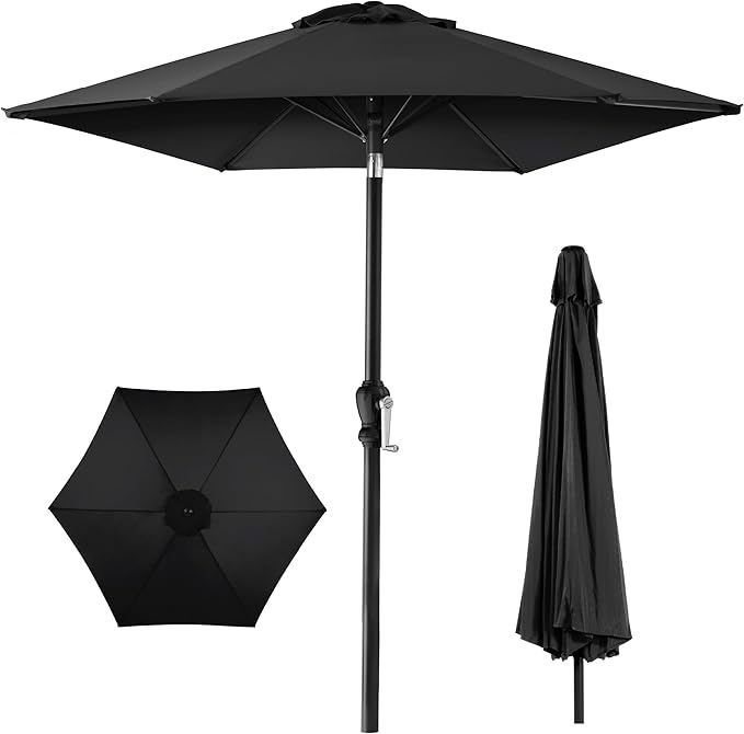 Best Choice Products 10ft Outdoor Table Compatible Steel Polyester Market Patio Umbrella w/Crank and Easy Push Button Tilt by BestChoiceProducts