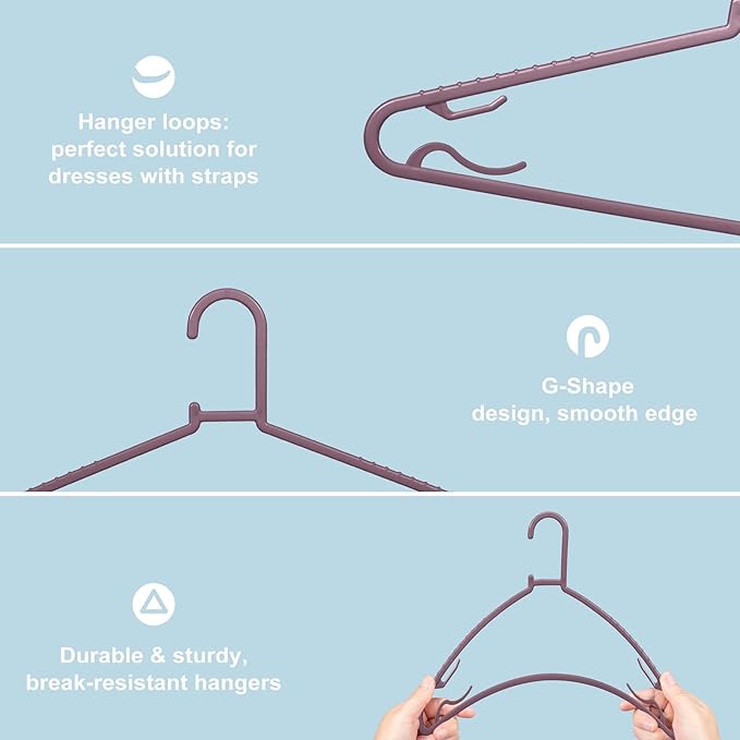 Plastic Hangers 50 Pack, Light Weight Durable Clothes Hangers - Image 3
