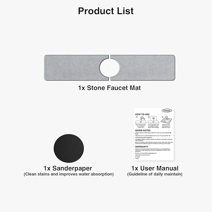 20" x 4" Stone Faucet Mat for Kitchen Sink, Quick Drying Diatomite Sink Tray - Image 7