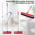 15.7 Inch Floor Scrub Brush Removable Stainless Steel Handle 2 in 1 Scrape - Image 7