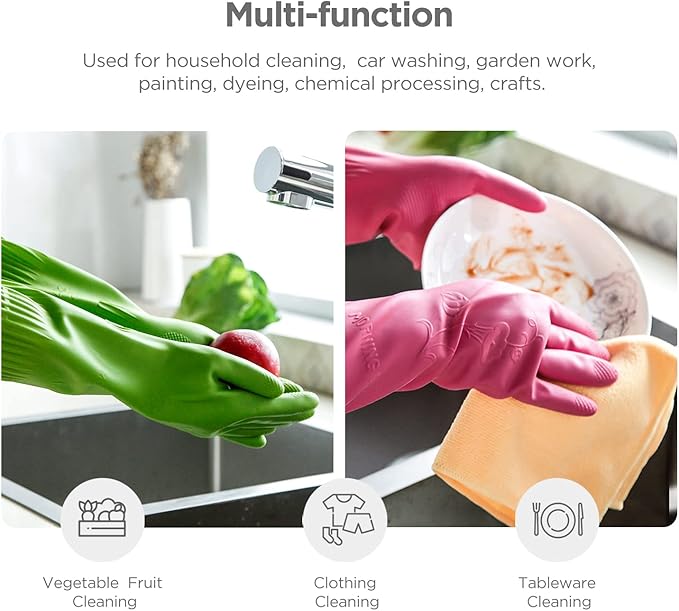 Dishwashing gloves 2 Pairs for kitchen, Rubber cleaning gloves, Long dish - Image 2