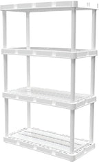 Gracious Living 4 Shelf Knect-A-Shelf Ventilated Light Duty Storage Home Organizer with Adjustable Shelves for Garage, Basement, and Laundry, White by GraciousLiving