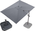 PURPLE LEAF 9' X 11.5' Patio Umbrella with Base Outdoor Cantilever Rectangle Umbrella Offset Umbrella with 360-degree Rotation for Garden Deck Pool Patio, Grey by PURPLELEAF