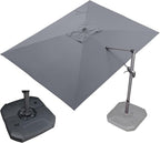 PURPLE LEAF 9' X 11.5' Patio Umbrella with Base Outdoor Cantilever Rectangle Umbrella Offset Umbrella with 360-degree Rotation for Garden Deck Pool Patio, Grey by PURPLELEAF