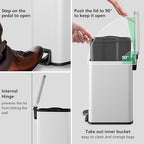 Slim Bathroom Trash Can with Lid Soft Close, 1.6 Gallon Stainless Steel Garbage - Image 4