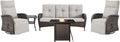 Belord 5 Piece Wicker Patio Furniture Set with 30" Propane Fire Pit Table, Outdoor Swivel Recliner Chairs with Adjustable Backrest & Footrest for Patio Conversation and Backyard Gathering by Belord