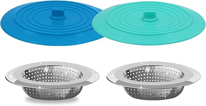 V-TOP Kitchen Drain Strainer Stopper 4 Pack, Universal 6 Inch Silicone Plug by V-TOP
