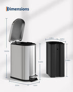Garvee 2.6 gal / 10 L Stainless Steel Bathroom Trash Can - Image 6