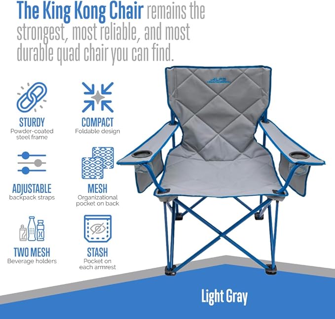 ALPS Mountaineering King Kong Camping Chairs for Adults with Mesh Cup Holders and Pockets, Built Durable and Reliable with Compact Foldable Steel Frame - Image 4