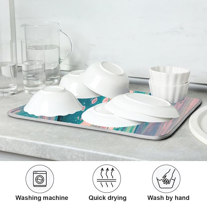 Super Absorbent Dish Drying Mat, Microfiber Fast-Drying Dish Mat, Kitchen Dish - Image 7