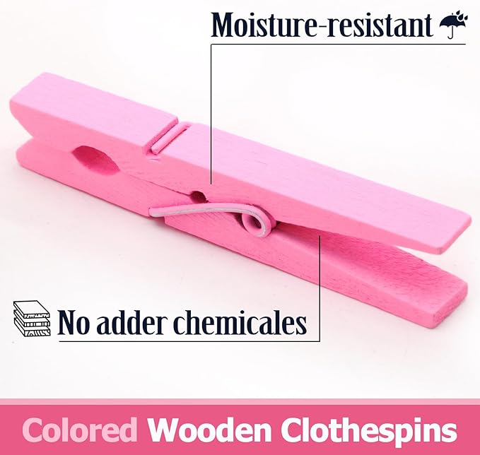 Bivethoi 2.9 Inch Clothes Pins, Strong Grip Close Pins Birchwood Clips - Image 3