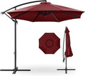 Best Choice Products 10ft Offset Cantilever Hanging Market Patio Umbrella, 8 Sturdy Ribs, Easy Adjustment - Burgundy by BestChoiceProducts