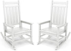 SERWALL Outdoor Rocking Chair, HDPE Rocking Chair for Adults, All Weather Porch Oversized Rockers for Lawn Garden, White by SERWALL