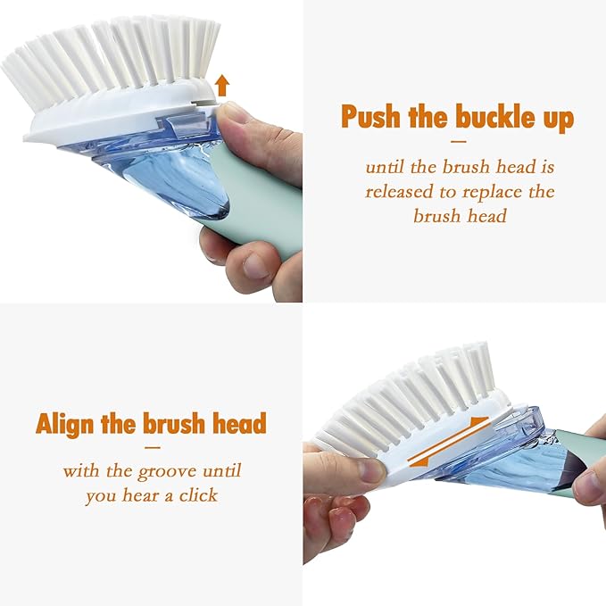 Dish Brush with Soap Dispenser Storage Set with 2 PCS Brush Refills & Holder - Image 4