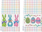 Artoid Mode Colorful Stripe Rabbit Bunny Eggs Easter Kitchen Towels Dish Towels by ArtoidMode