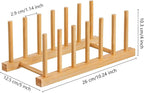 HBlife 4pcs Bamboo Dish Plate Bowl Cup Book Pot Lid Cutting Board Drying Rack - Image 2