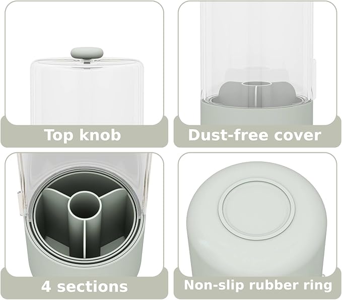 Toothbrush Holder with Cover 360 Rotating 4 Compartments Bathroom Toothpaste - Image 8