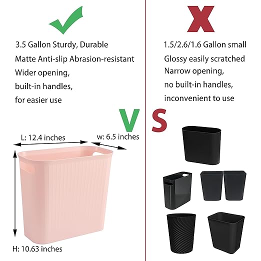 rejomiik Small Trash Can, 3.5 Gallon Garbage Can Slim Waste Basket Plastic - Image 3
