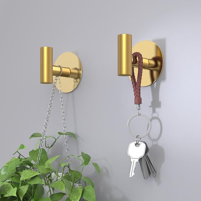 Gold Stainless Steel Wall Hooks, Heavy Duty Self-Adhesive Hooks - Image 5