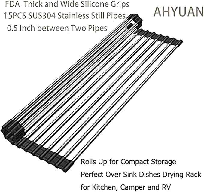 Ahyuan Roll up Dish Drying Rack Over The Sink Kitchen Roll up Sink Drying Rack - Image 8