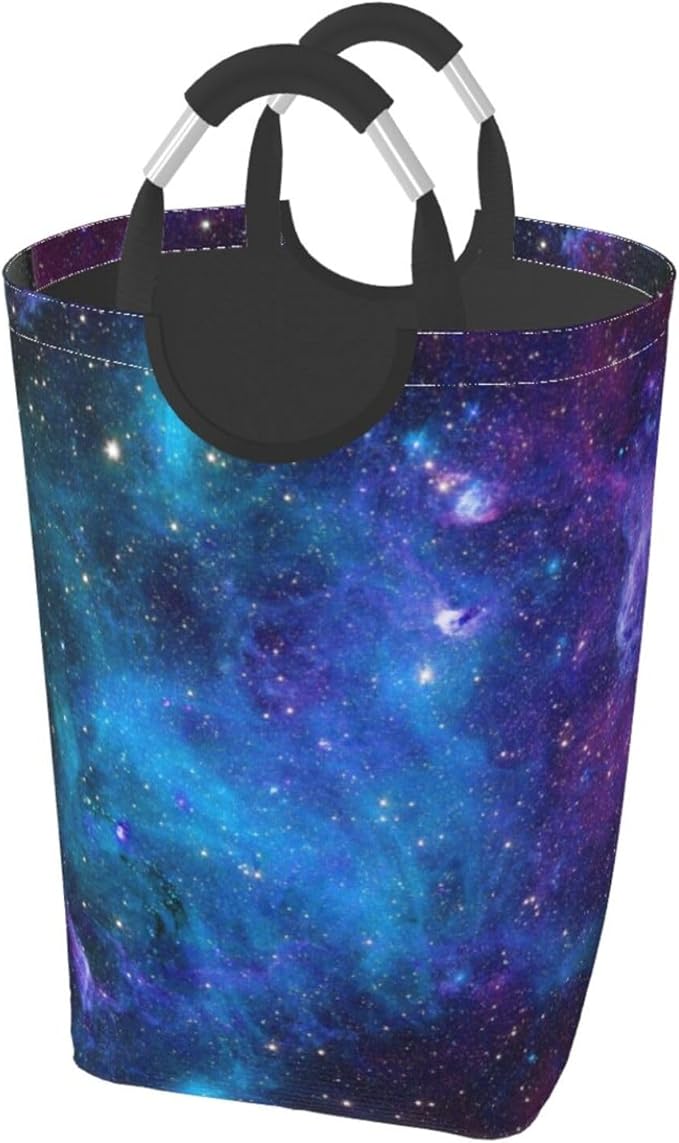 Blue Sky Laundry Basket Starry Sky Foldable Laundry Hamper Blue Galaxy by Unknown