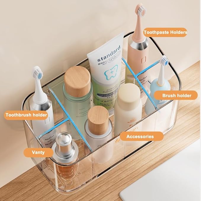 Toothbrush Holder for Bathroom Wall Mounted, 5 Slots Acrylic Toothbrush and - Image 6