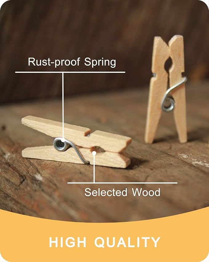 Mini Clothes Pins for Photo, Natural Small Wooden Clothespins 1 Inch Tiny Wood - Image 7