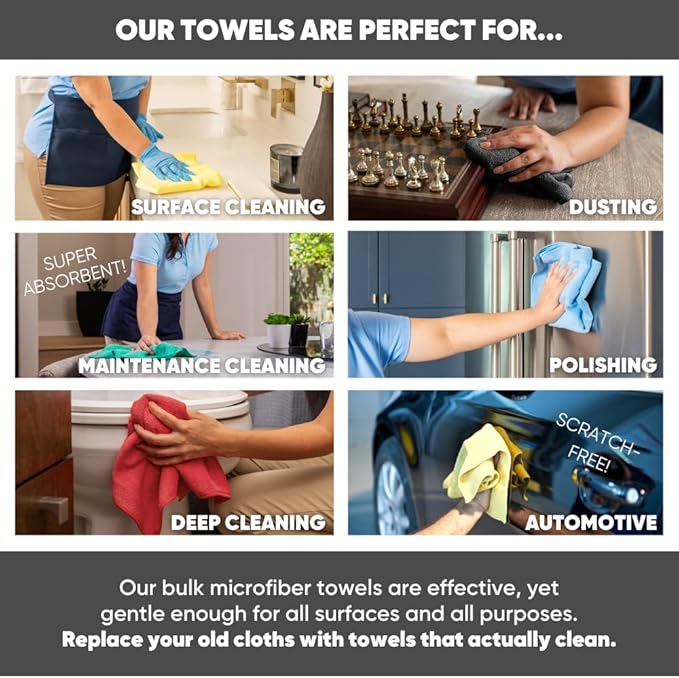 Bulk 16" x 16" All Purpose Microfiber Towels Wholesale - Image 5