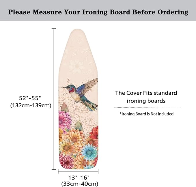 Sprowallow Hummingbird Retro Flower 15x54 inch Ironing Board Cover and Pad - Image 5