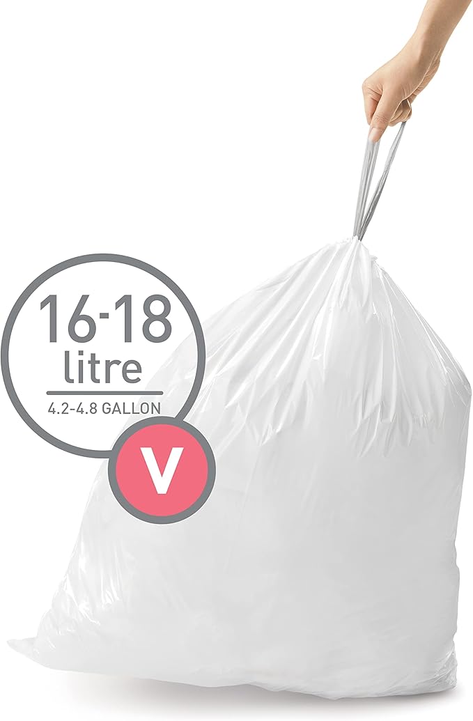 simplehuman Code V 60 Count, Dispenser Pack Custom Fit Liners, Drawstring Trash - Image 2