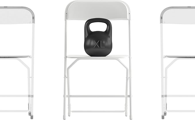 Flash Furniture Hercules Series Big & Tall Stackable Plastic Folding Chairs, Extra Wide Commercial Event Seats, Set of 4, White by FlashFurniture