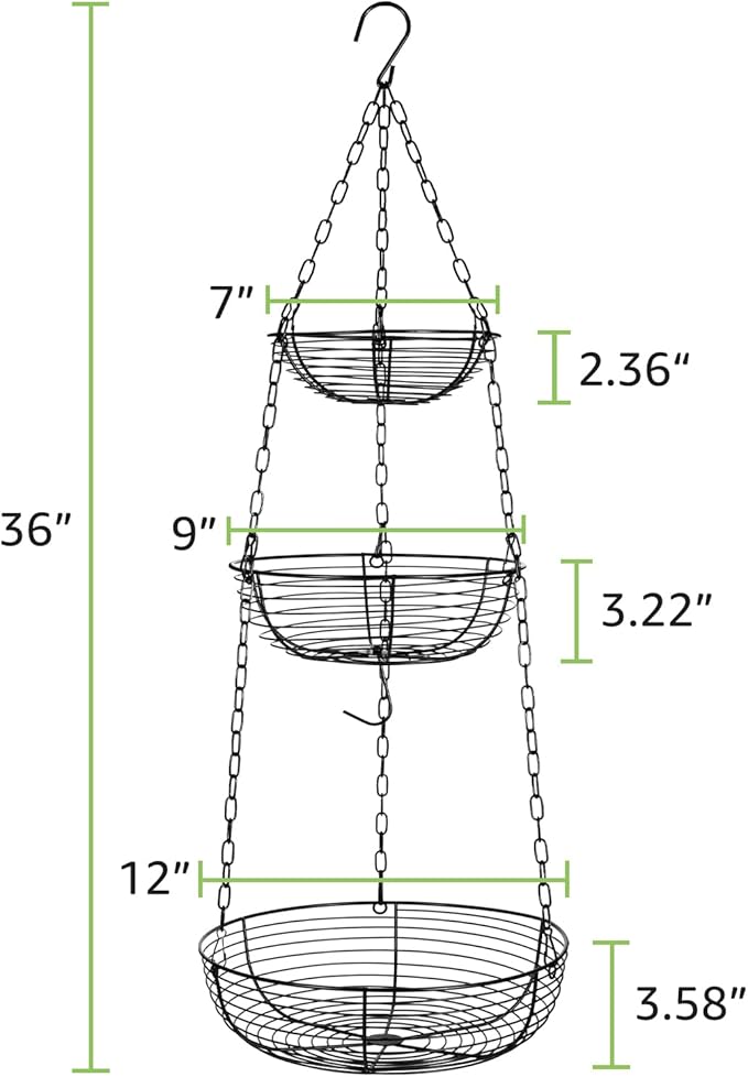 HULISEN 3 Tier Hanging Fruit Basket - Image 4