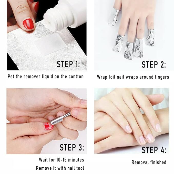 400Pcs Nail Polish Remover Gel Nail Foil Wraps Aluminium Soak Off Foils Cotton - Image 3