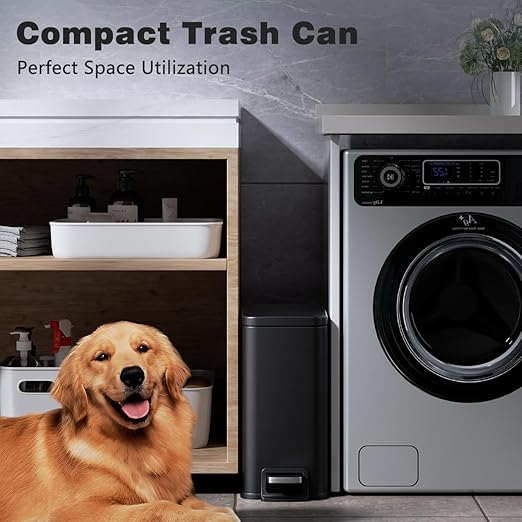 Slim Bathroom Trash Can with Lid Soft Close, 1.6 Gallon Stainless Steel Garbage - Image 6