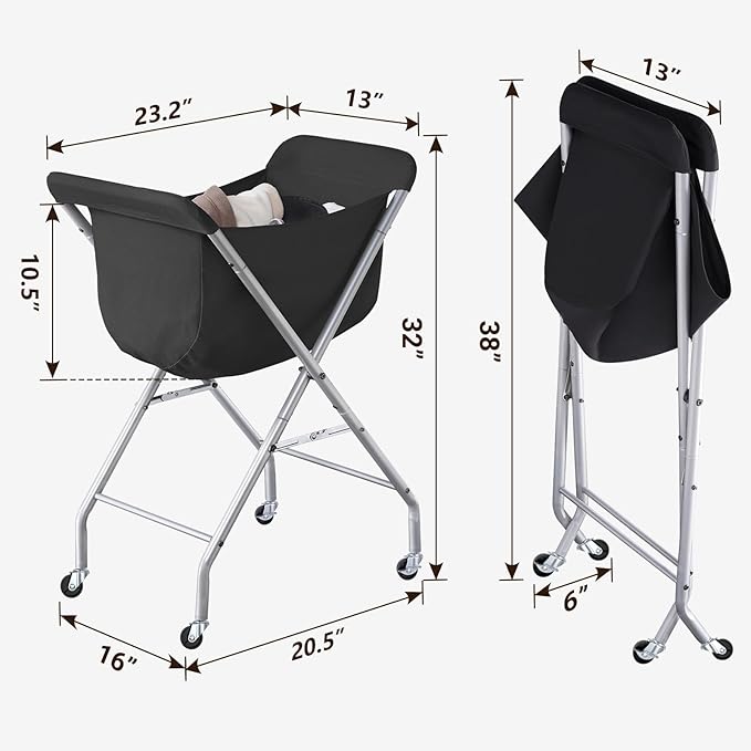 ELYKEN Laundry Cart with Wheels, 32”H Easy Rolling Laundry Hamper with - Image 6