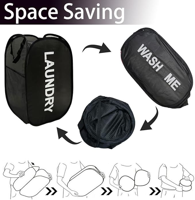 Collapsible Laundry Basket Foldable Laundry Hamper Pop Up Basket Dirty Clothes - Image 4