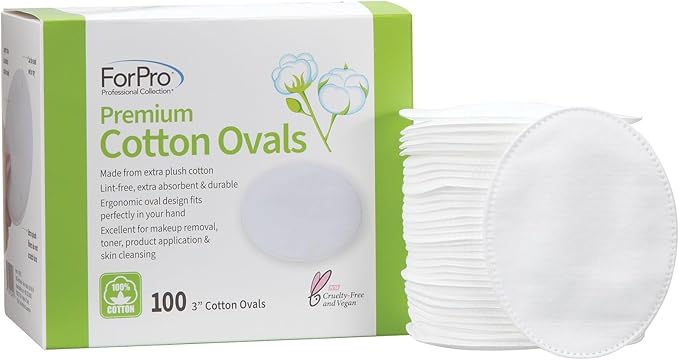ForPro Premium 100% Cotton Ovals, Ultra-Plush Extra-Absorbent Lint-Free 3" by ForProProfessionalCollection