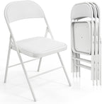 VINGLI 4 Pack Folding Chairs with Padded Seats, Metal Frame with Pu Leather Seat & Back, Capacity 350 lbs, White by VINGLI
