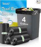 Teivio 4 Gallon 200 Counts Strong Trash Bags Garbage Bags, Bathroom Trash Can by Teivio